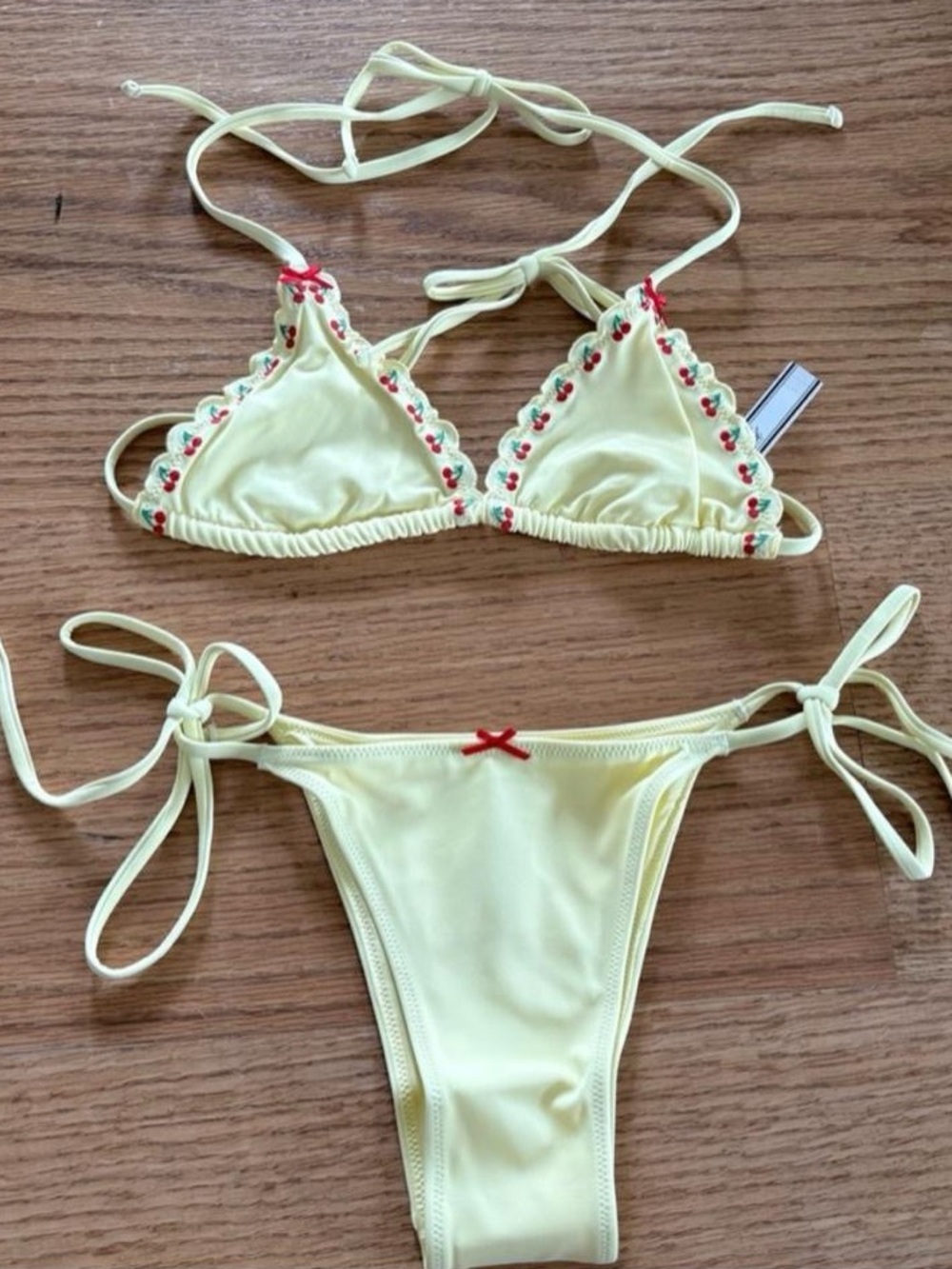 Yellow Bikini Set with Red Accent